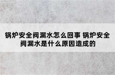 锅炉安全阀漏水怎么回事 锅炉安全阀漏水是什么原因造成的